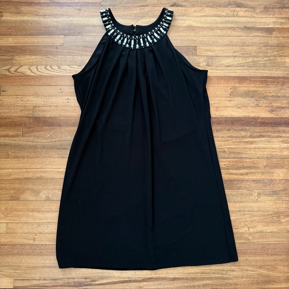 White House Black Market Black High Neck Swing Dress Size XL